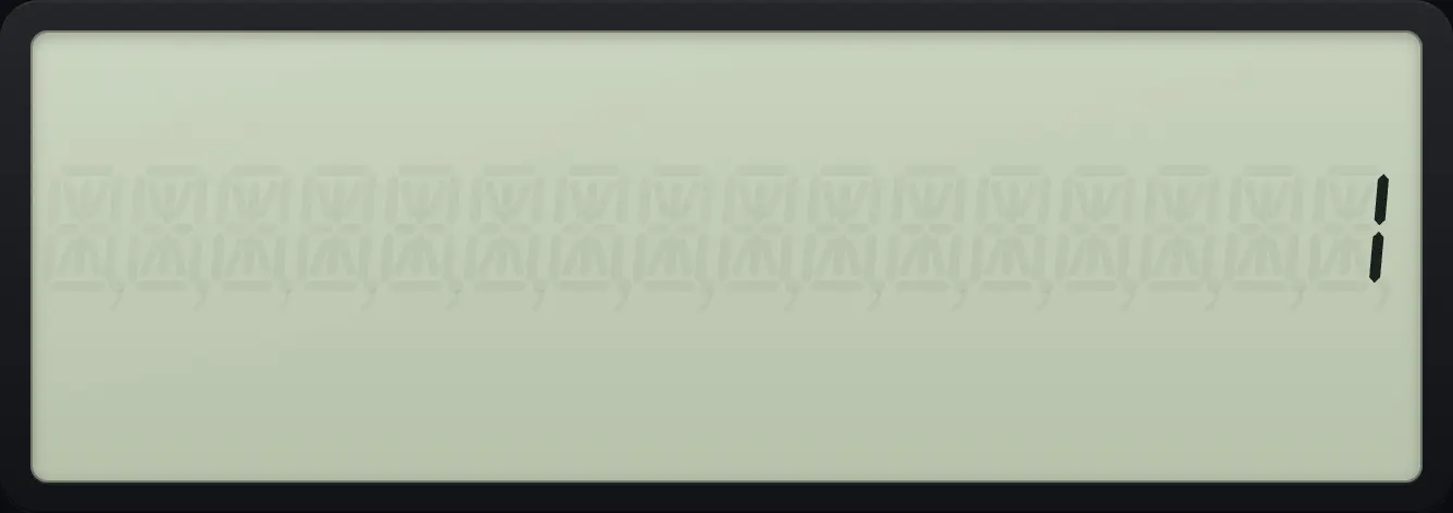 Result of the example "No decimals" The display shows: 1.