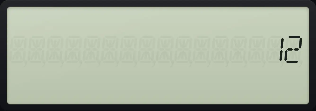 Result of the example "Remove a wrong digit" The display shows: 12.