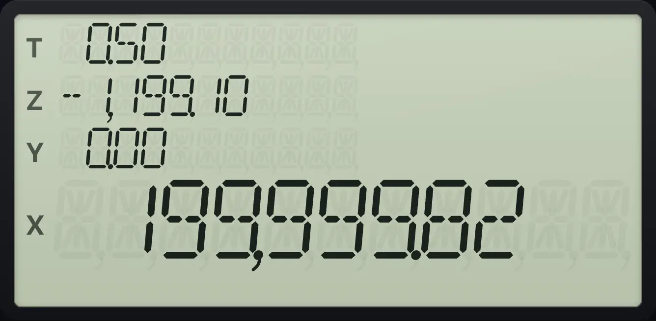 Result of the example "Loan you can afford" The display shows:  0.50 / -1,199.10 /  0.00 /  199,999.82.