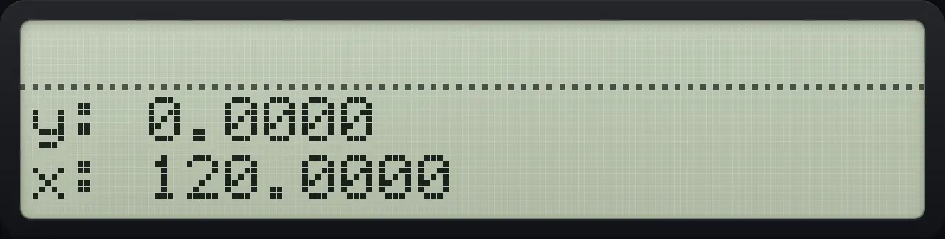 Result of the example "Factorial of 5" The display shows: y: 0.0000 / x: 120.0000.