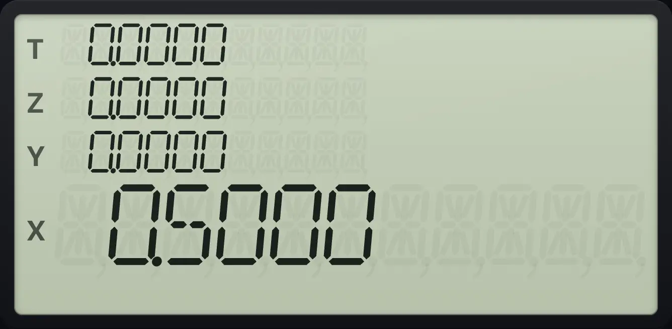 Result of the example "Sine of 30 degrees" The display shows: 0.0000 / 0.0000 / 0.0000 / 0.5000.