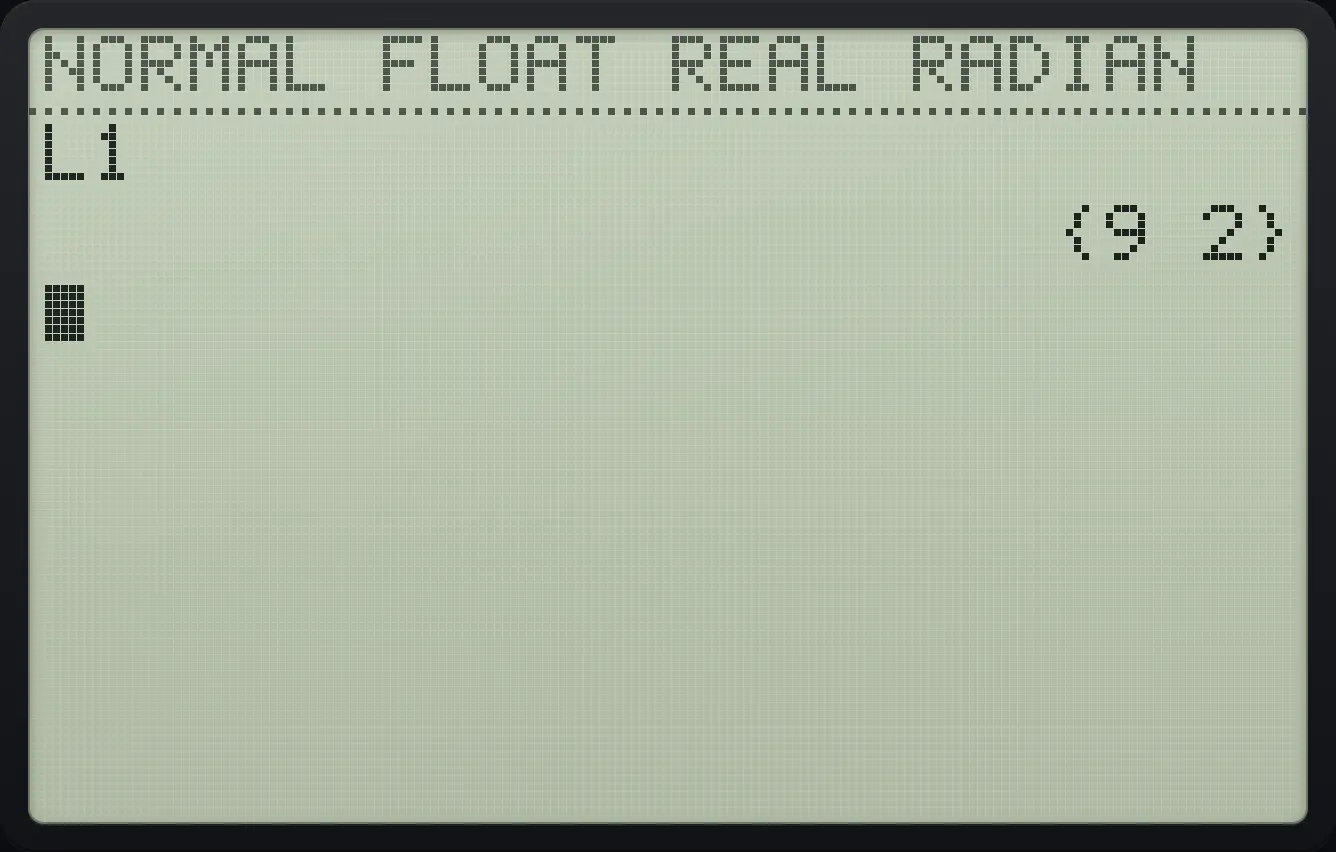 Result of the example "Change an existing value" The display shows: L1 / {9 2}.