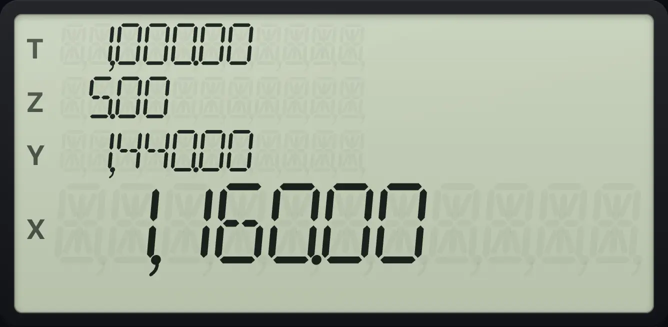 Result of the example "The remaining value after year 3" The display shows:  1,000.00 /  5.00 /  1,440.00 /  1,160.00.