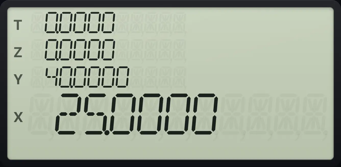 Result of the example "Percent change from 40 to 50" The display shows: 0.0000 / 0.0000 / 40.0000 / 25.0000.
