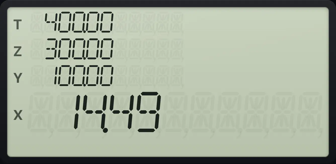Result of the example "IRR with four flows" The display shows:  400.00 /  300.00 /  100.00 /  14.49.