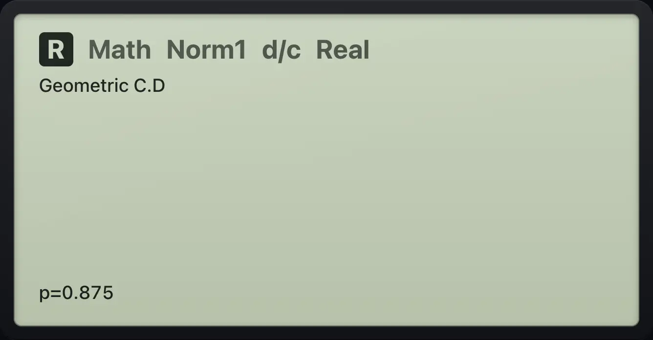 Result of the example "Geometric C.D" The display shows: Geometric C.D / p=0.875.