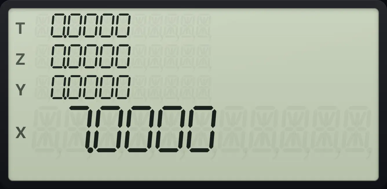 Result of the example "Add 3 and 4" The display shows: 0.0000 / 0.0000 / 0.0000 / 7.0000.