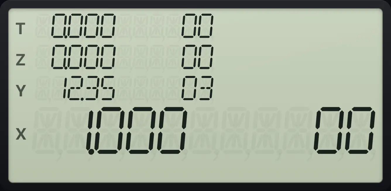 ENG 3: the exponent is always a multiple of three. The display shows: 0.000 00 / 0.000 00 / 12.35 03 / 1.000 00.