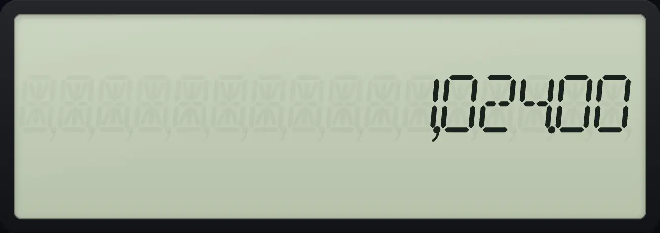 Result of the example "Power" The display shows: 1,024.00.