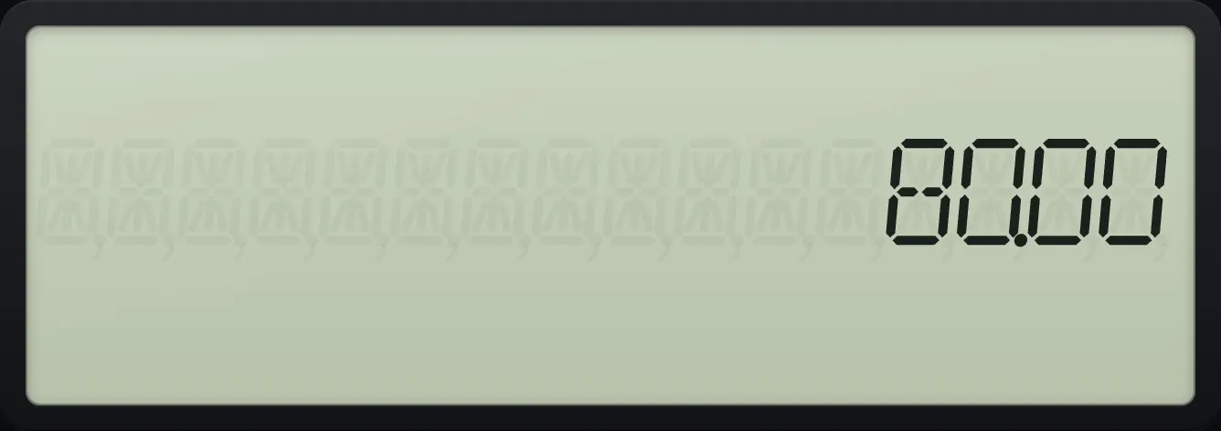 Result of the example "K constant" The display shows: 80.00.