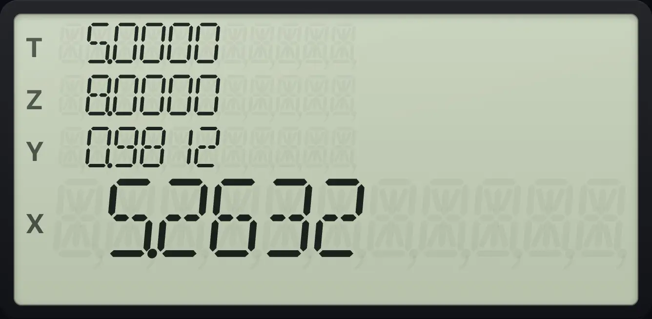 Result of the example "Estimate x when y is 10" The display shows: 5.0000 / 8.0000 / 0.9812 / 5.2632.