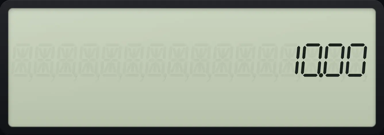 Result of the example "5% of 200" The display shows: 10.00.
