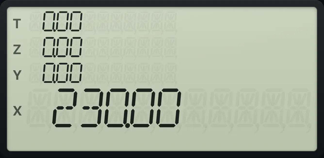 Result of the example "Add 15% sales tax to 200" The display shows:  0.00 /  0.00 /  0.00 /  230.00.