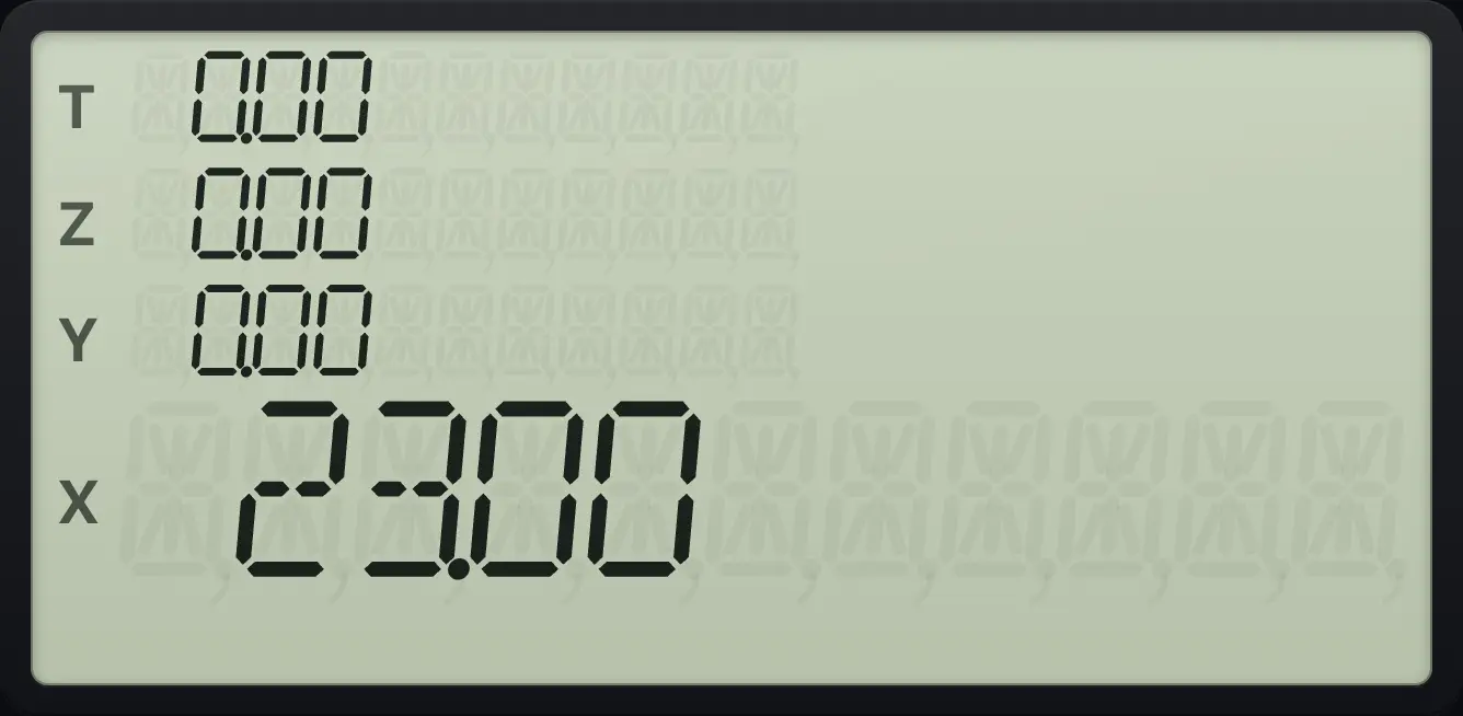 Result of the example "Double and add 3" The display shows: 0.00 / 0.00 / 0.00 / 23.00.