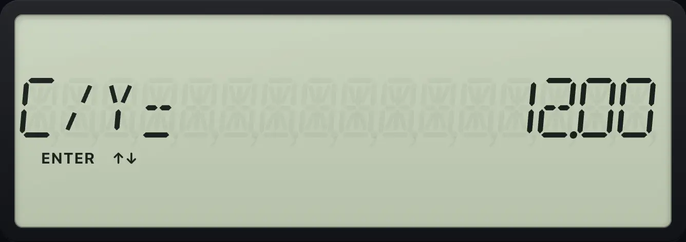 Result of the example "Set monthly payments" The display shows: C/Y= 12.00.