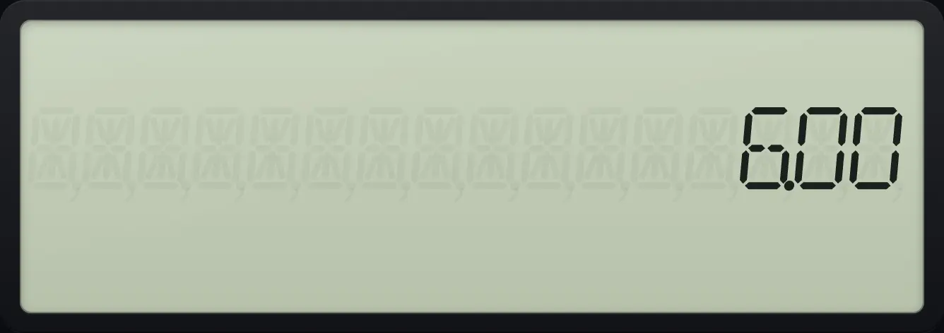 Result of the example "Store a result" The display shows: 6.00.