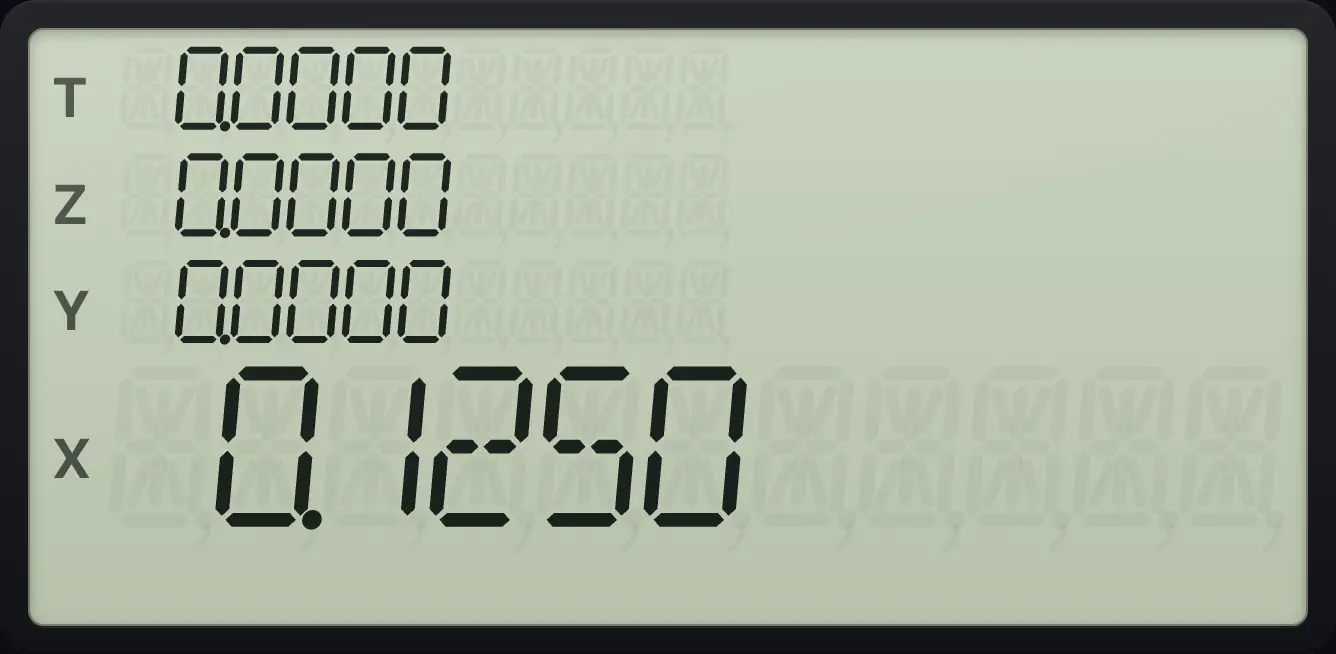 Result of the example "Reciprocal of 8" The display shows: 0.0000 / 0.0000 / 0.0000 / 0.1250.