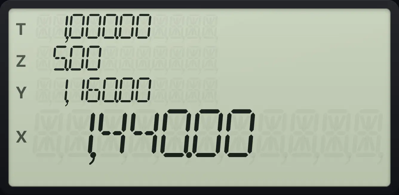 Result of the example "Year 3" The display shows:  1,000.00 /  5.00 /  1,160.00 /  1,440.00.