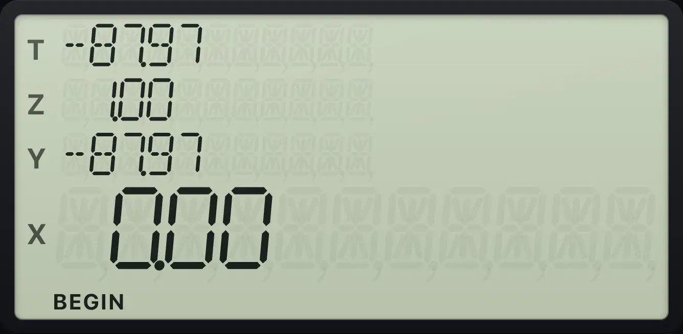 Result of the example "First payment in BEGIN mode" The display shows: -87.97 / 1.00 / -87.97 / 0.00.