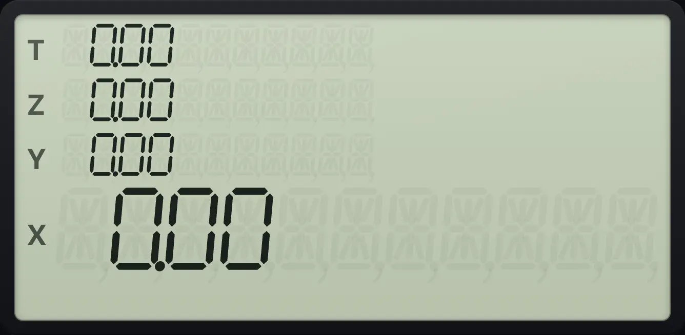 Result of the example "Clear all registers" The display shows: 0.00 / 0.00 / 0.00 / 0.00.