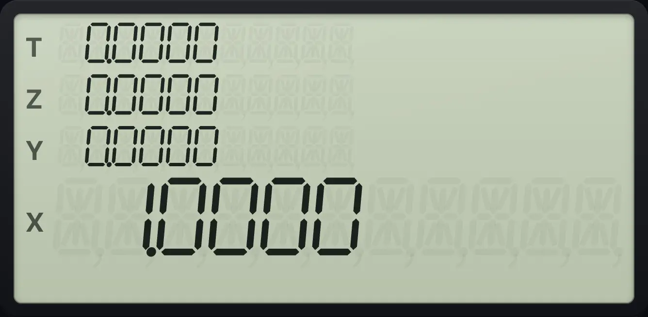 Result of the example "Go there and back" The display shows: 0.0000 / 0.0000 / 0.0000 / 1.0000.