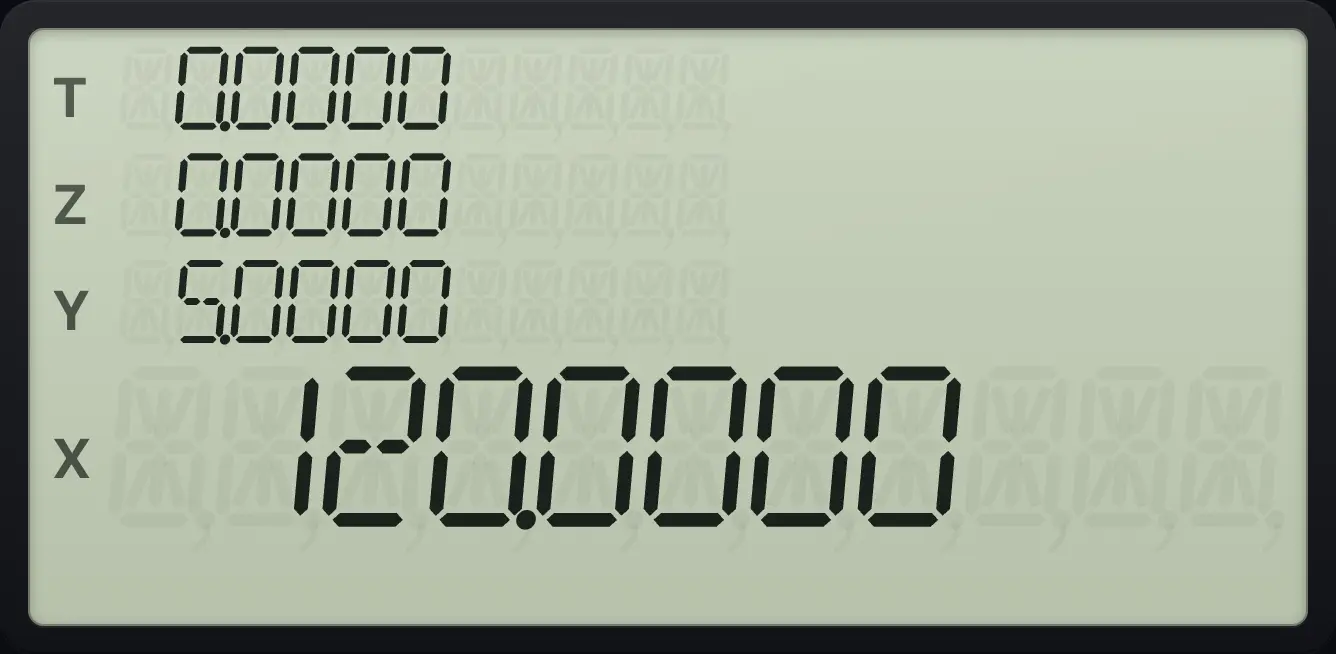 Result of the example "Factorial with a loop" The display shows:  0.0000 /  0.0000 /  5.0000 /  120.0000.