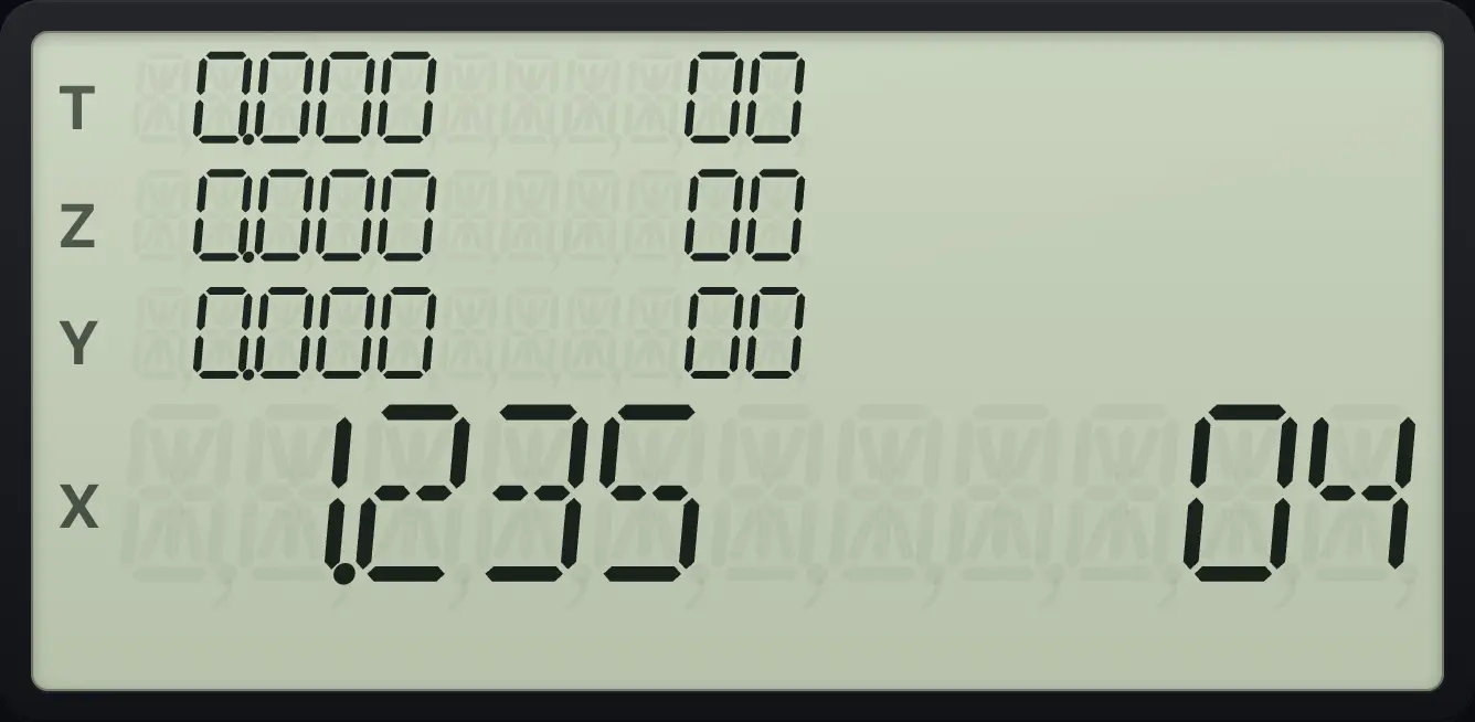 Result of the example "Scientific display" The display shows: 0.000 00 / 0.000 00 / 0.000 00 / 1.235 04.