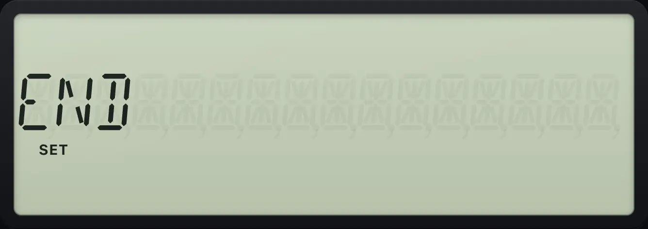 Result of the example "Switch back to END" The display shows: END.