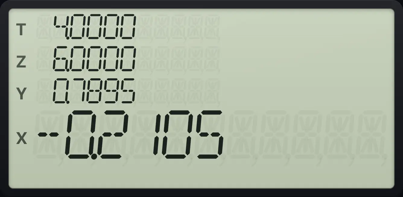 Result of the example "Slope and intercept" The display shows: 4.0000 / 6.0000 / 0.7895 / -0.2105.