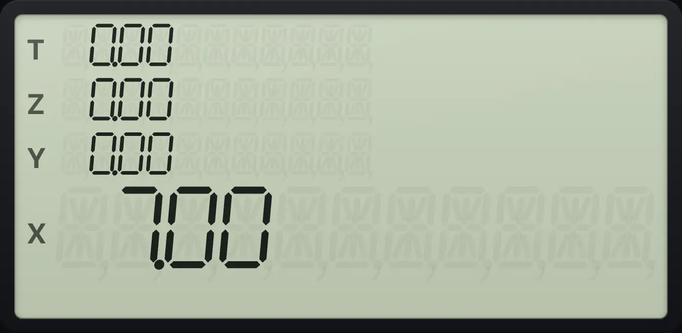 Result of the example "Add 3 and 4" The display shows:  0.00 /  0.00 /  0.00 /  7.00.