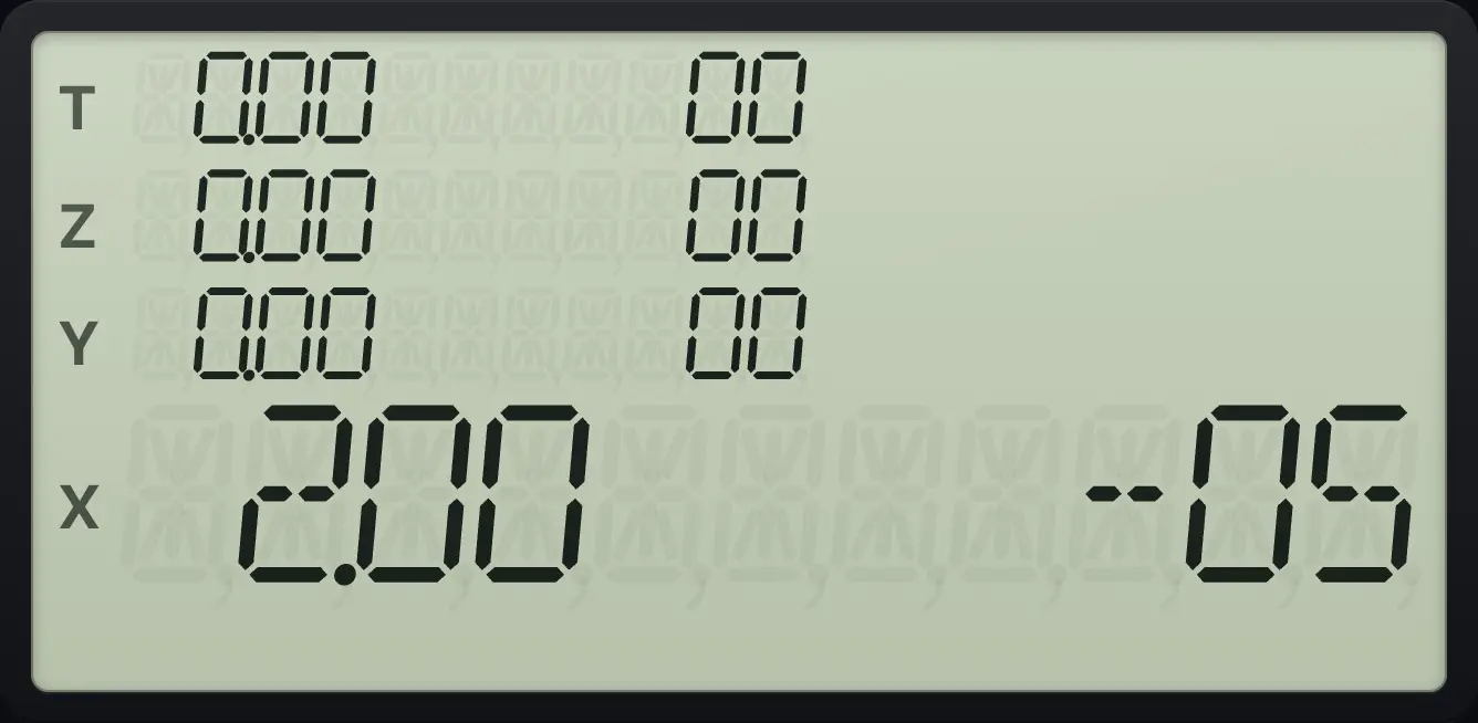 Result of the example "A very small number" The display shows: 0.00 00 / 0.00 00 / 0.00 00 / 2.00 -05.