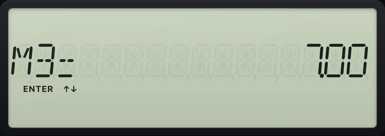 Result of the example "See a stored value" The display shows: M3= 7.00.