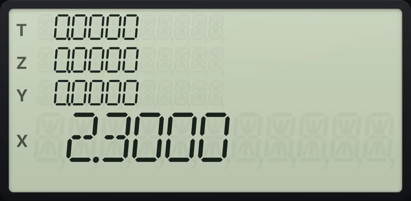 Result of the example "2.5 hours as hours.minutes" The display shows: 0.0000 / 0.0000 / 0.0000 / 2.3000.