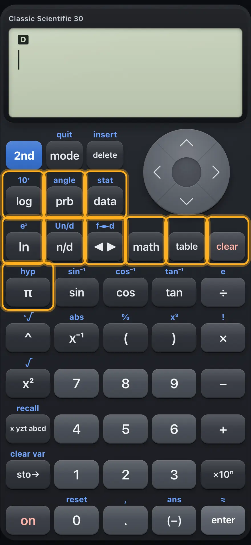 Menu and function keys.