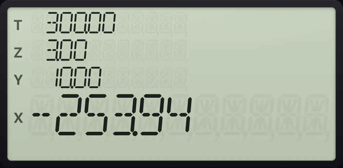 Result of the example "NPV with a repeated flow" The display shows:  300.00 /  3.00 /  10.00 / -253.94.