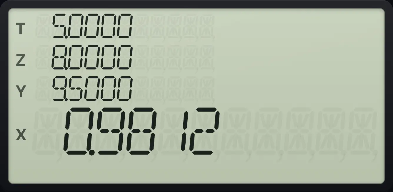 Result of the example "The correlation coefficient" The display shows: 5.0000 / 8.0000 / 9.5000 / 0.9812.