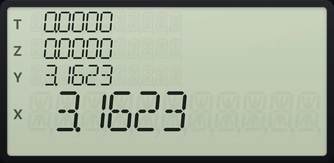 Result of the example "Square root of a stored number" The display shows: 0.0000 / 0.0000 / 3.1623 / 3.1623.