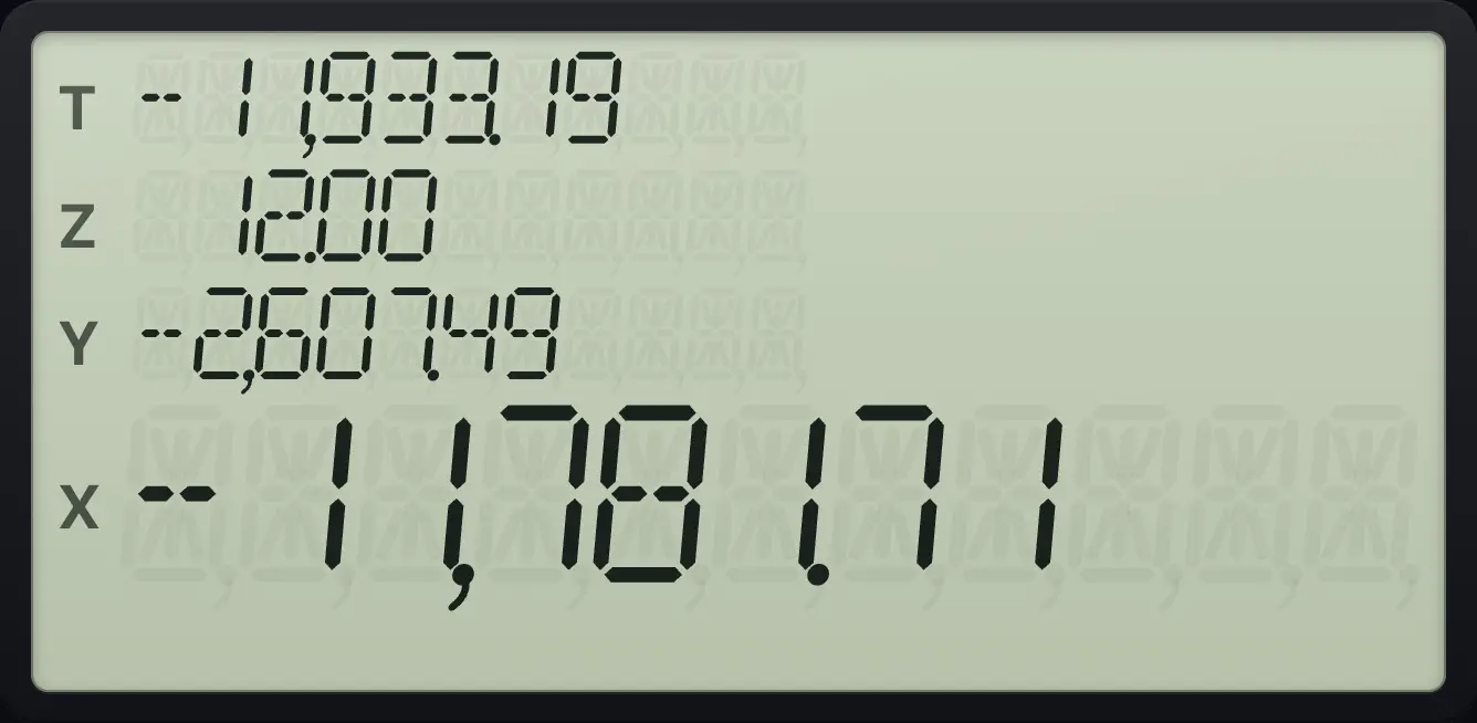 Result of the example "The second year" The display shows: -11,933.19 / 12.00 / -2,607.49 / -11,781.71.
