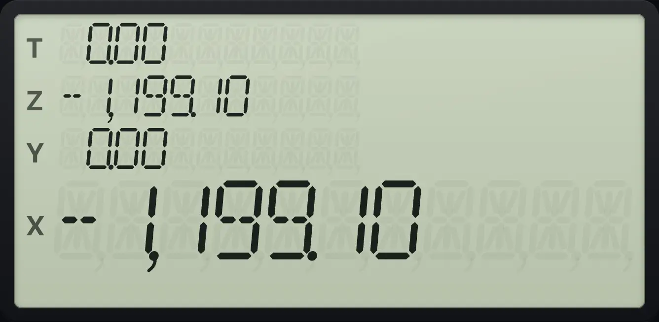 Result of the example "Recall the payment" The display shows: 0.00 / -1,199.10 / 0.00 / -1,199.10.