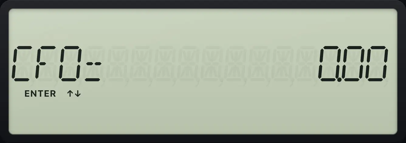 The cash-flow worksheet opens at CF0. The display shows: CF0= 0.00.