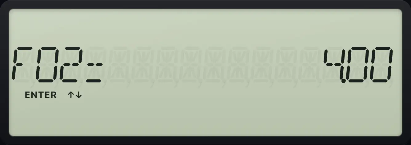 Result of the example "Use a frequency" The display shows: F02= 4.00.