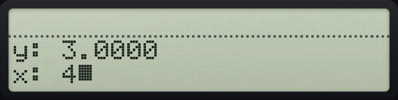 After 1 ENTER 2 ENTER 3 ENTER 4 the stack holds T=1, Z=2, Y=3, X=4. The display shows Y and X. The display shows: y: 3.0000 / x: 4_.