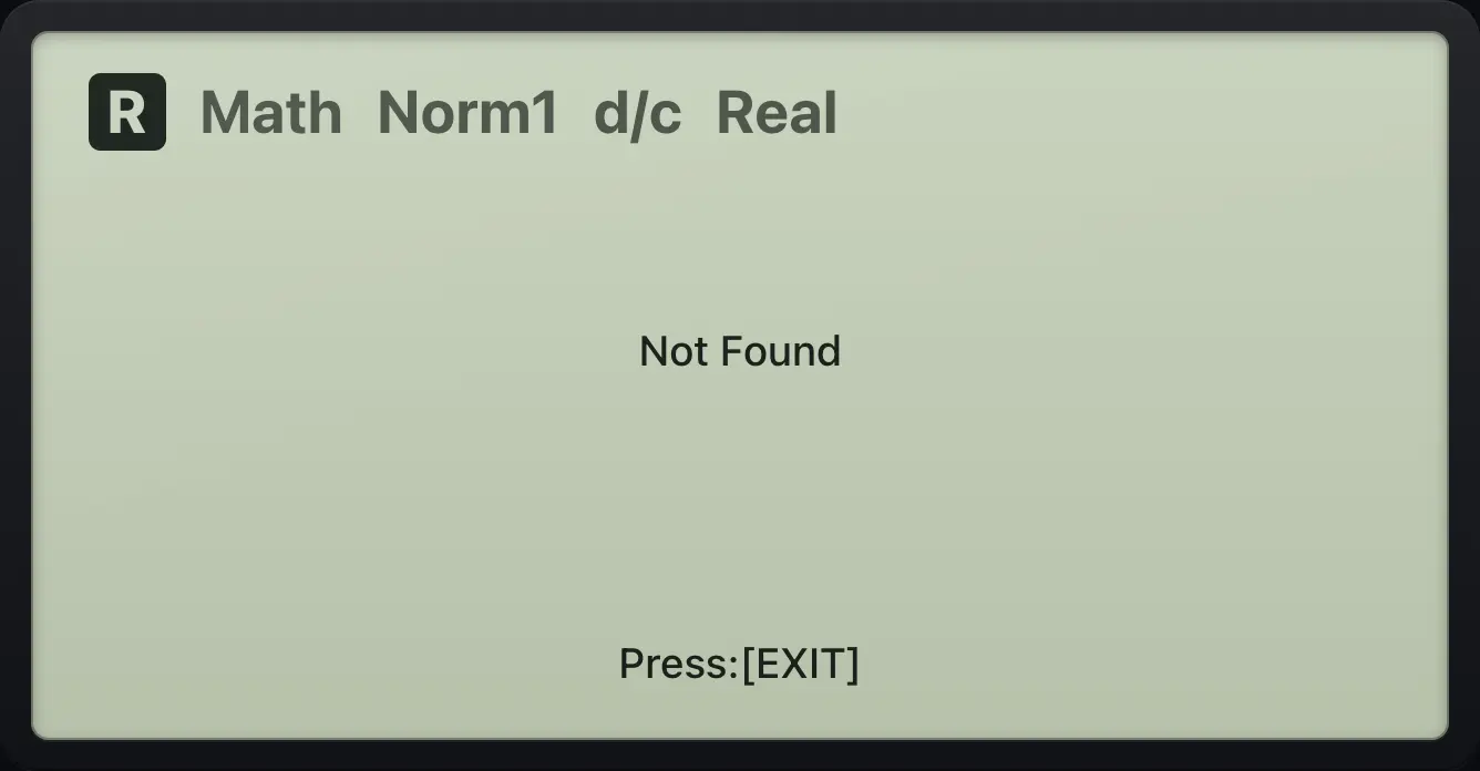 Result of the example "No function defined" The display shows: Not Found / Press:[EXIT].