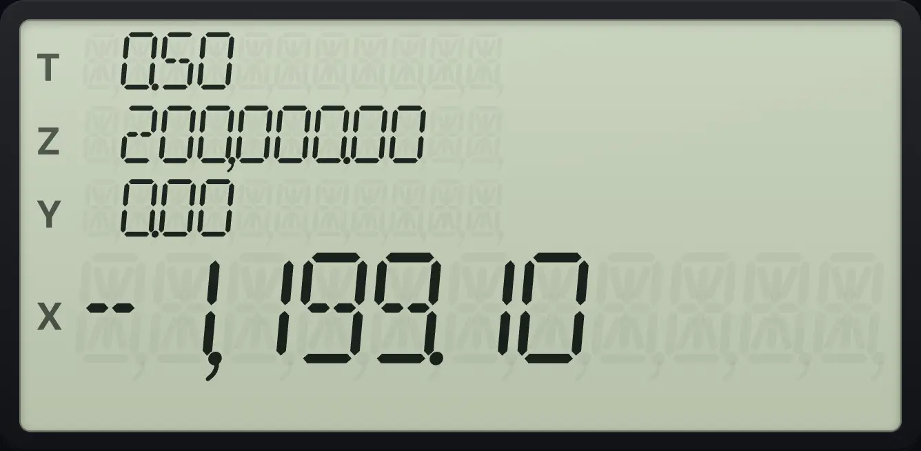 Result of the example "Same loan using years" The display shows:  0.50 /  200,000.00 /  0.00 / -1,199.10.