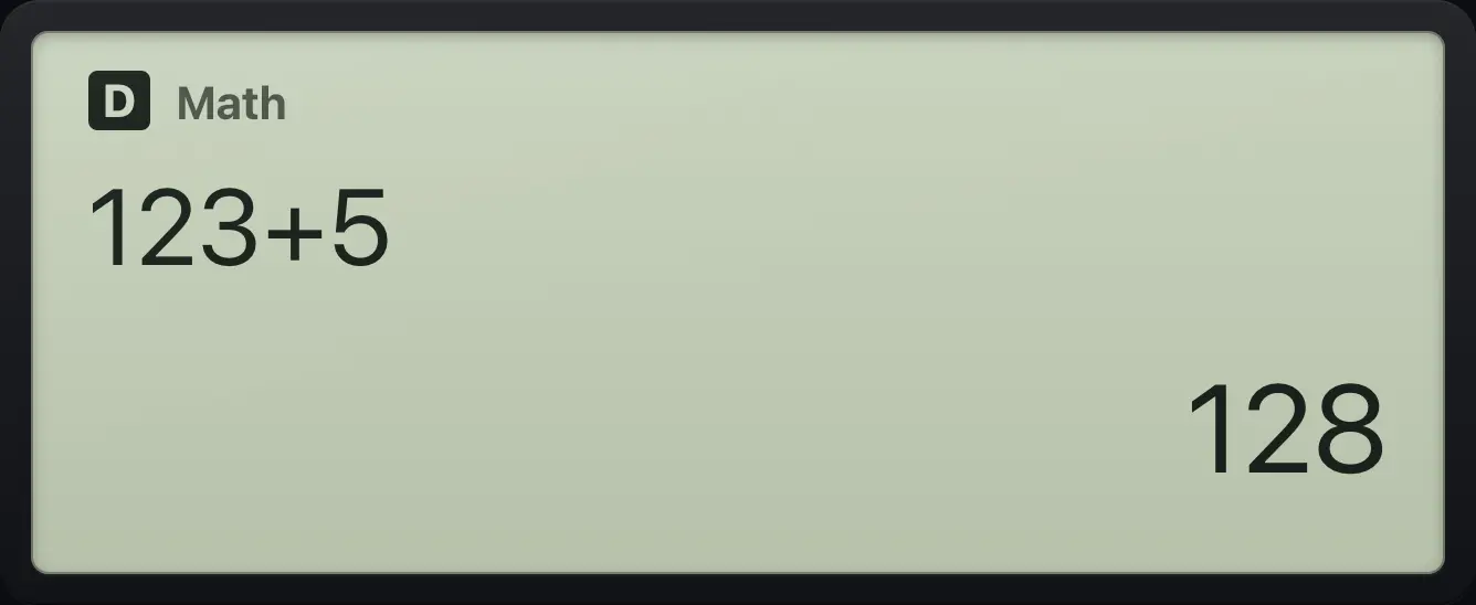 Result of the example "Fix a typing mistake" The display shows: 123+5 / 128.