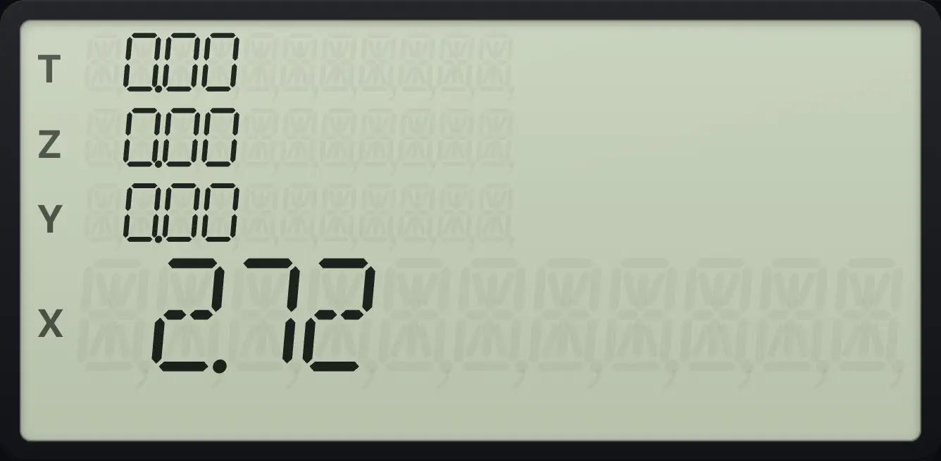 Result of the example "e to the power 1" The display shows:  0.00 /  0.00 /  0.00 /  2.72.