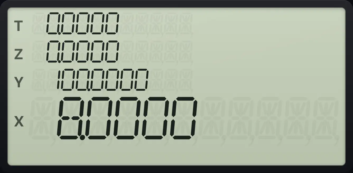 Result of the example "Find 8% of 100" The display shows: 0.0000 / 0.0000 / 100.0000 / 8.0000.