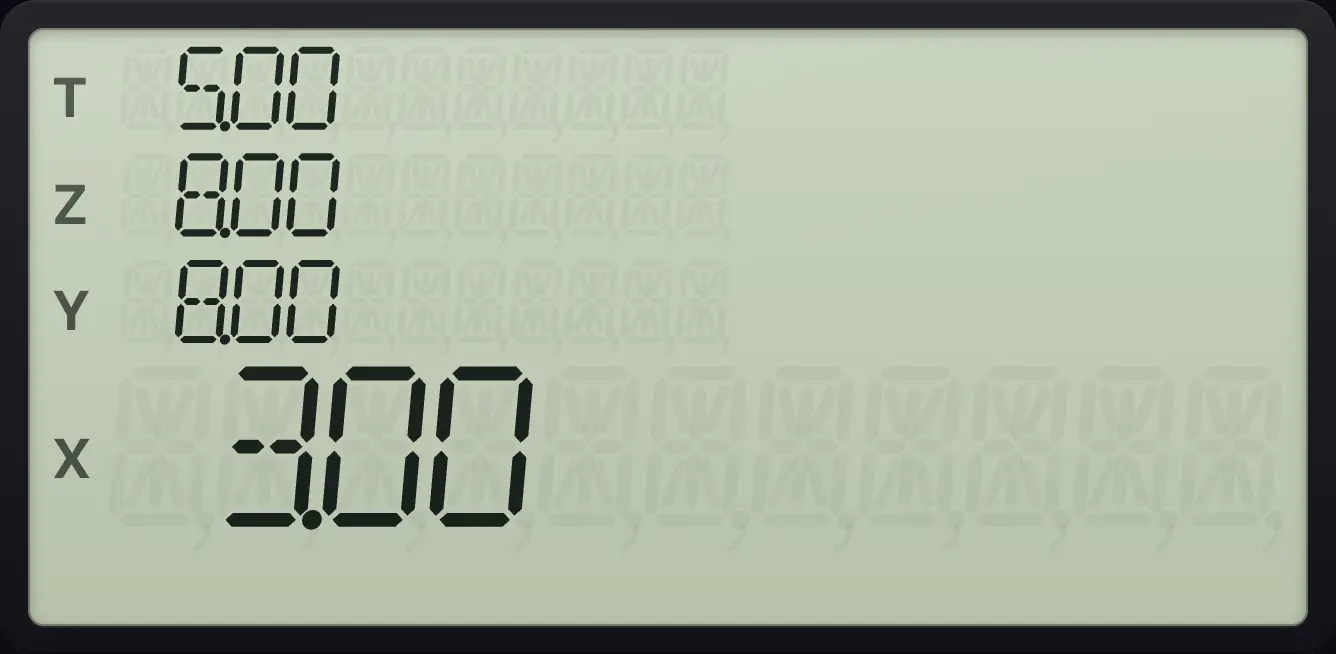 Result of the example "Remove a point" The display shows: 5.00 / 8.00 / 8.00 / 3.00.