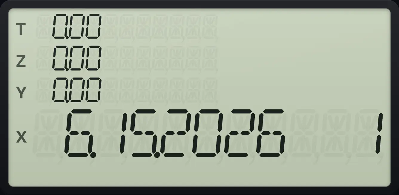 Result of the example "193 days before 25 December 2026" The display shows: 6.15.2026 1 / 0.00 / 0.00 / 0.00 / 6.15.