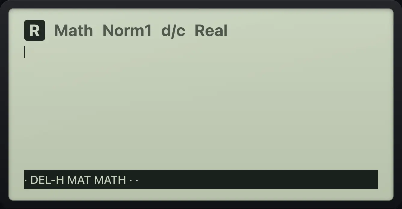 Result of the example "Clear the history" The display shows: · DEL-H MAT MATH · ·.